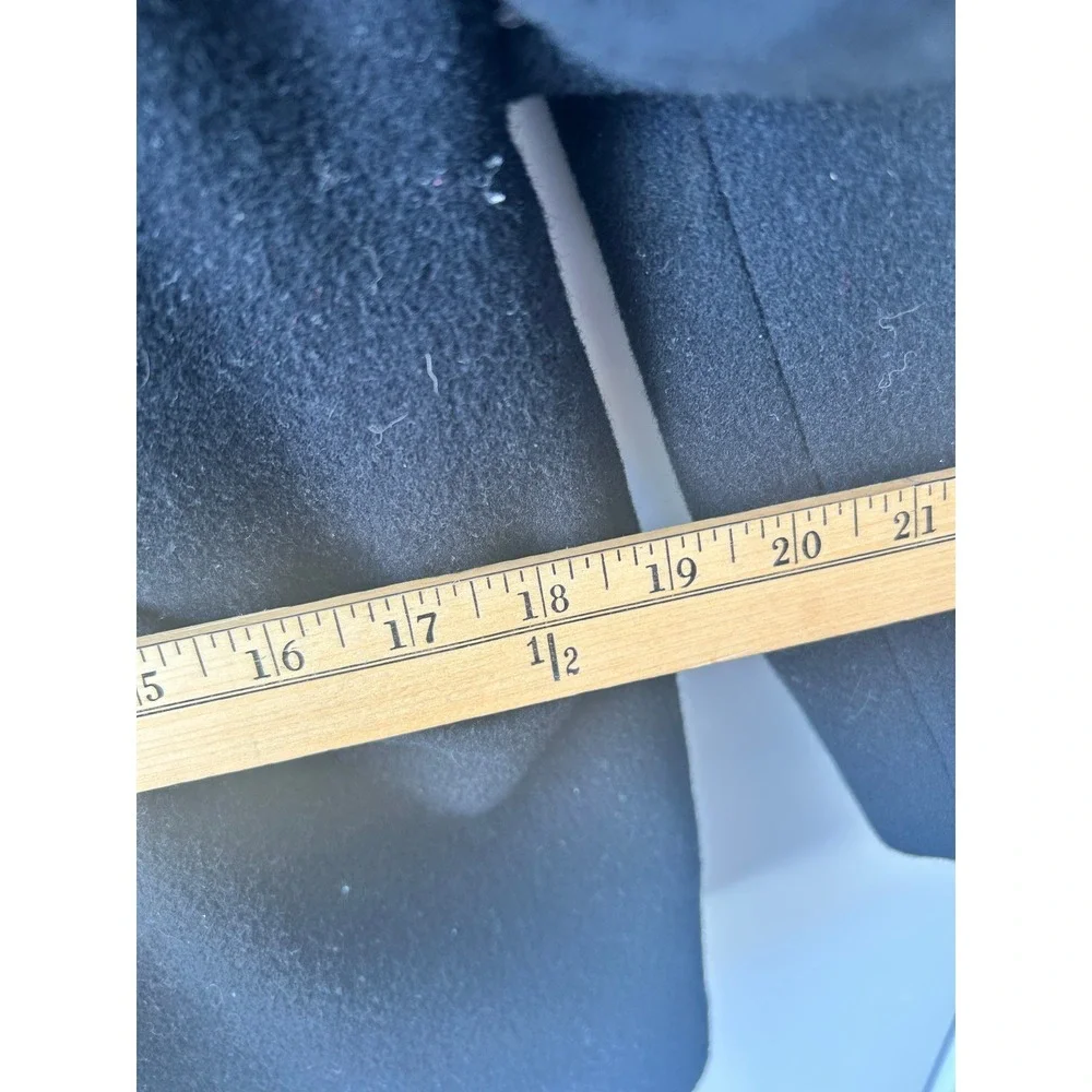 Mario De Pinto Vintage Black Wool Blend Zip Up Coat Faux Fur Collar Belt USA